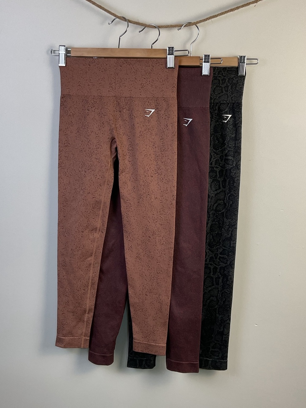 Gymshark Kids Brown, Dark Brown & Black Patterned Leggings Trio